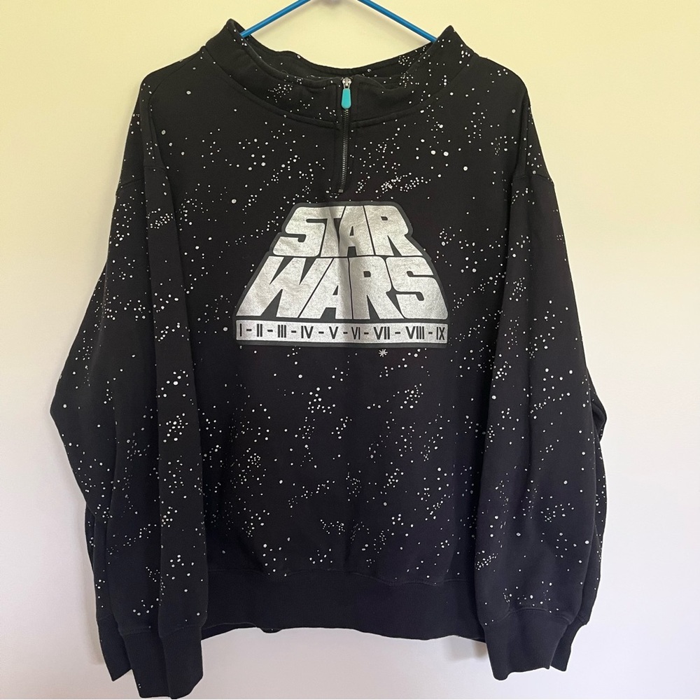 Women’s Disney Star Wars Quarter Zip Sweatshirt Size 3XL Black Silver